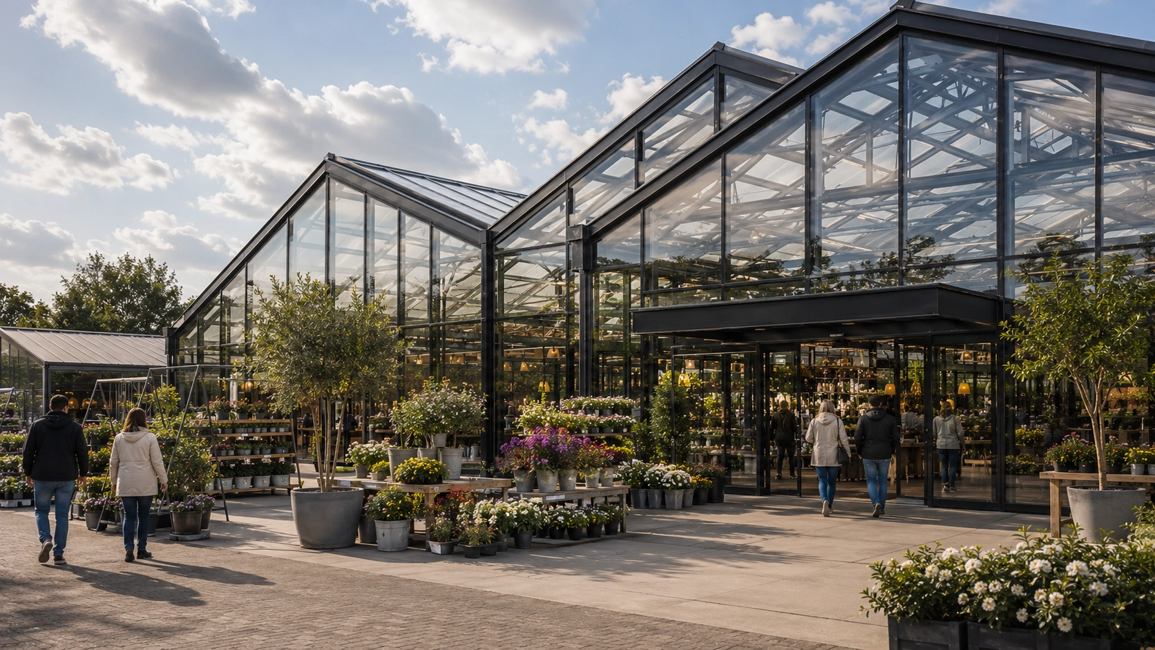 Vooraanzicht tuincentrum