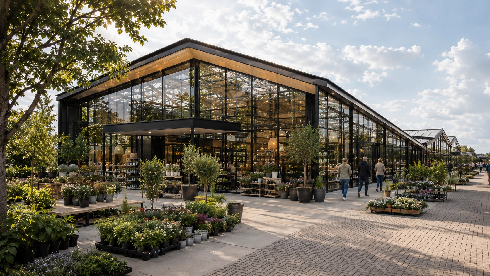 Vooraanzicht van een tuincentrum